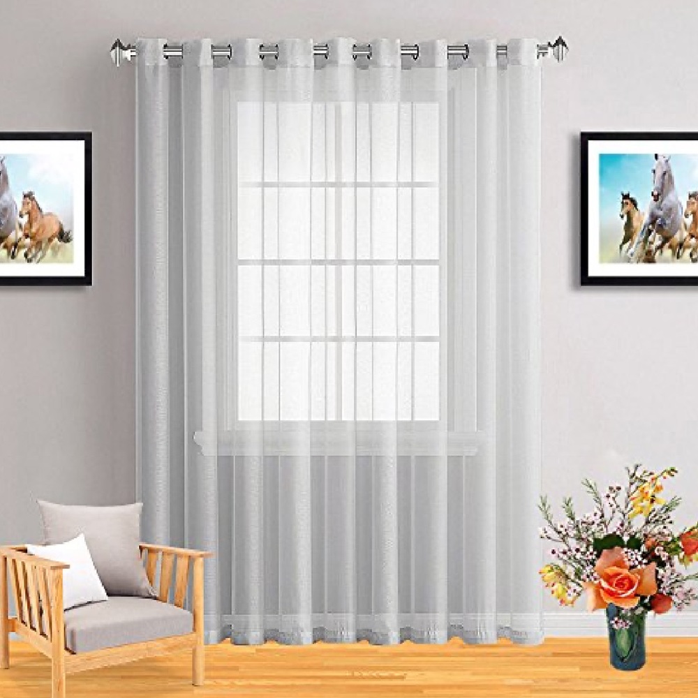 Caroline Silver 1 panel linen textured with 16 grommets each